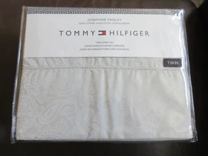 Tommy Hilfiger Twin Sheet Set PAISLEY Gray Cotton NEW in Package RARE - Picture 1 of 11