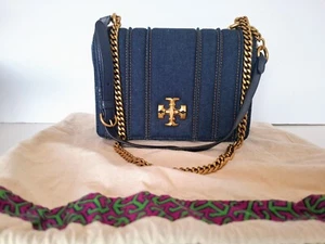 Borsa a catena Tory Burch blu Kira Denim - Foto 1 di 9
