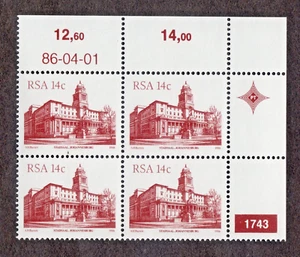 South Africa: South African Architecture; unmounted mint block of 4; 14c - Picture 1 of 2