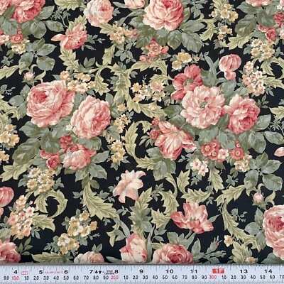 Jenelle by Moda Florals on Black Cotton Fabric by the Half Yard 18" x 44" - Image 1 of 2