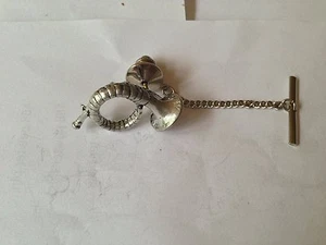 C22 Hunting Horn Tie Pin and Chain english pewter handmade in sheffield - Picture 1 of 1
