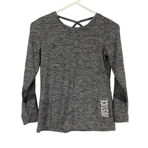 Justice Active Girls Gray Heather Round Neck Long Sleeve Activewear T Shirt 10 - Picture 1 of 9
