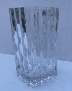 Studio Nova Crystal Glass Vase 6 3/4" Square Heavy Wave Pattern Signed Lua - Picture 1 of 4