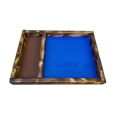 12" x 16" Wood Tray w/ 10x10 Blue Baseplate Compatible w/ Lego + Brick Storage - Image 1 of 3