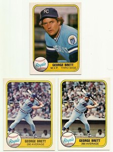 GEORGE BRETT 1981 FLEER 3 CARD VARIATION LOT - #28A, #28B, #655 - ROYALS