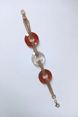 BRACCIALE ARGENTO 925 CRISTALLI TONDI Rosso Bianco CATENA  - Immagine 1 di 4