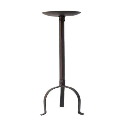 NEW Farmhouse CANDLE HOLDER Aged BLACK IRON for PILLAR 12"H x 5.75"W Primitive - Image 1 of 2