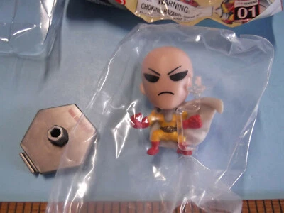 One Punch Man angry Saitama 2.5"in Mini Figure in Stand Zag Toys 2016 "Open Bag" - Image 1 of 4