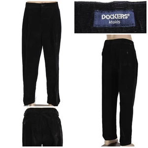 DOCKERS Men's 40(38) x 30 Black Pleated Classic Fit Finewale Corduroy Pants EUC - Picture 1 of 11