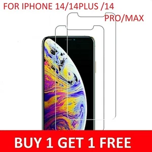 Tempered Glass Screen Protector for iPhone 14 13 12 Pro Max 11 X XR 8 9H hard - Picture 1 of 3