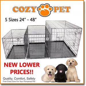 Dog Cage Cozy Pet Puppy Crate Black 5 Sizes Travel Crate Cat FREE 48H Delivery - Picture 1 of 45