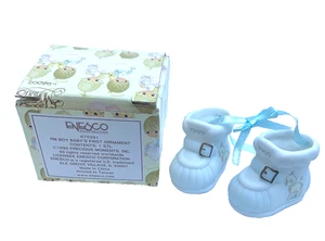 Precious Moments Baby’s First Christmas Boots Ornament 1999 (BOY)-Vintage - Picture 1 of 4