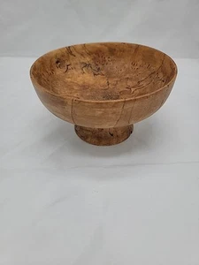 Vintage 1989 Spalted Maple Handturned Pedestal Bowl Signed 6x3.75 - Picture 1 of 7