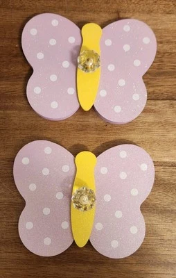 2 ganchos de pared para abrigo y sombrero mariposa rosa madera Shabby Chic decoración habitación niñas 7" BONU Foto 1 de 4
