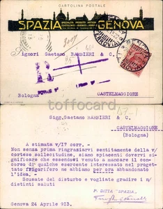 GENOVA CITTA'-TESTATINA COMMERCIALE PUBBLICITA' SPAZIA-CASTELMAGGIORE 1913-A7-1 - Picture 1 of 1