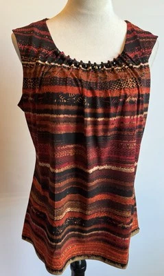 Blusa sin mangas para mujer Dressbarn talla L nueva con etiquetas túnica escote con cuentas del suroeste Foto 1 de 4