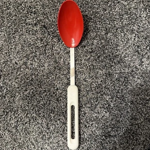Vintage Bonny USA Nylon Plastic Solid Serving Spoon Red w/White Handle 12" - Picture 1 of 5