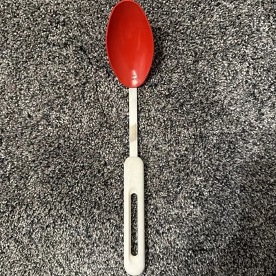 Vintage Bonny USA Nylon Plastic Solid Serving Spoon Red w/White Handle 12" - Image 1 of 4