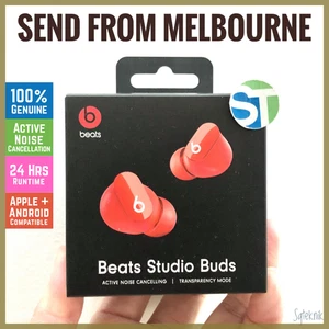 Genuine Beats Studio Buds True Wireless Noise Cancelling Earbuds Headphones Red - Picture 1 of 18