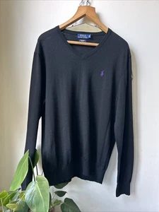 Polo by Ralph Lauren Pullover schwarz 100% Merinowolle Slim Fit V-Ausschnitt XXL - Bild 1 von 4