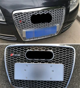 Parachoques delantero PLATEADO malla parrilla para Audi A6 C6 RS6 estilo 2005-2011 - Imagen 1 de 4