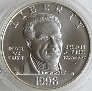 1998 S Black Revolutionary War Patriots BU 90% Silver Dollar Coin ONLY $1 - Picture 1 of 2