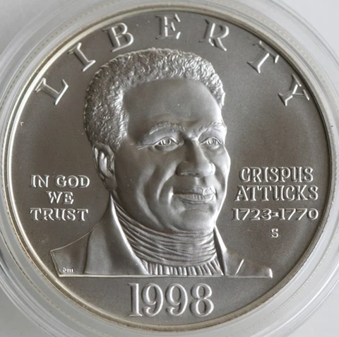1998 S Black Revolutionary War Patriots BU 90% Silver Dollar Coin ONLY $1 Cover