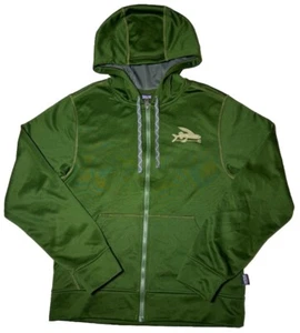 Patagonia Worn Wear Fish Logo Womens X-Small Full Zip Hooded Sweatshirt Green - Picture 1 of 9