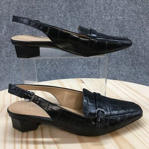 Naturalizer Slingback Womens 6.5 M Finlay Pump Black Leather Croc Print Casual - Picture 1 of 16
