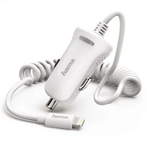 Hama Ładowarka samochodowa Lightning Szybkie ładowanie LED Kabel spiralny 1m do Apple iPhone - Zdjęcie 1 z 5