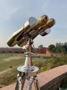 Naval Brass 1920' Century Best Prism Vintage Victoria Binocular in Nickle Tripod - Picture 1 of 9