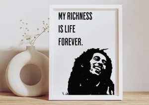Bob Marley Zitat Büro Poster, Mein Reichtum ist das Leben für immer, Wandbild inspirieren - Bild 1 von 22