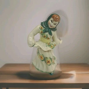  Keramik Kunstatelier - polnisches Mädchen in grün Vintage - Bild 1 von 2