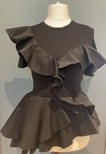 Alexander McQueen Ruffle T Shirt top with Peplum Size 42 - Picture 1 of 12