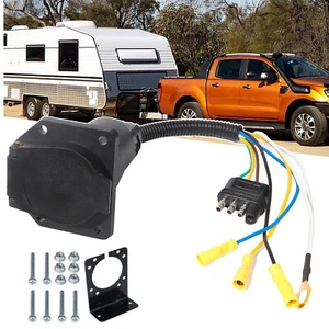 Adaptador de remolque de hoja redonda para autocaravana de 4 vías plano a 7 vías enchufe de cableado camión de 4 pines - Imagen 1 de 7