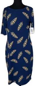 Women's LuLaRoe Julia Midi Shift Dress Leaf Pattern Polyester Blend Size XL-NWT - Picture 1 of 18