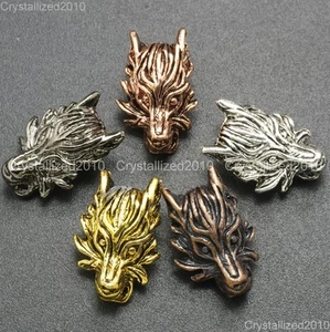 Vintage Antique Solid Metal Wolf Head Bracelet Connector Charm Beads Findings - Picture 1 of 12