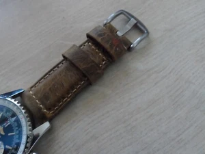 Brown Vintage Leather Watch Strap fits Breitling Navitimer Leather Strap 24 mm - Picture 1 of 24