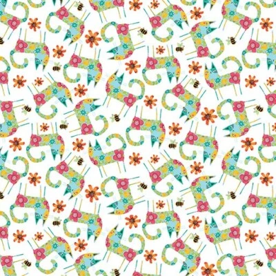 Tecido Feline Drive GATOS DE JARDIM Estampado Gatos Azul-petróleo/Multi Vendido por Jarda - Imagem 1 de 4