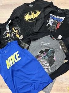 4 StarWars;Batman long sleeve and 1 Nike sleeveless t-shirts for boy. Size L - Picture 1 of 13