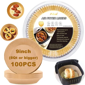 Air Fryer Paper Liners 9Inch, 100PCS Non-Stick Parchment Paper,Oil Resistant,Dis - Picture 1 of 6