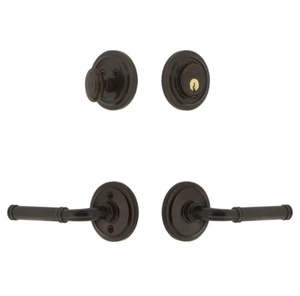 Grandeur Rosette Entry Set with Soleil Lever in Timeless Bronze - 2 3/8" LH - Picture 1 of 7