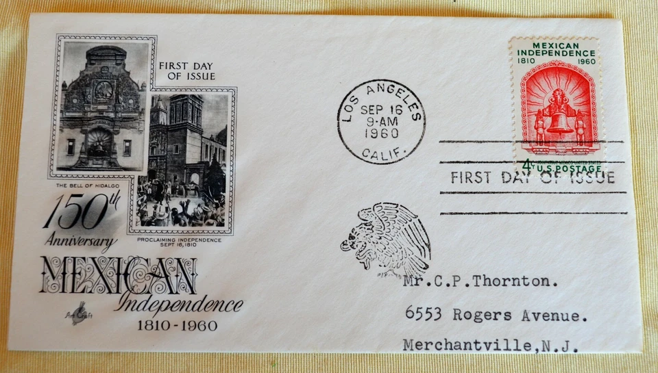 VTG Artcraft 1960 US Postage 4c FDC 150th Anniversary Mexican Independence  - Image 1 of 4