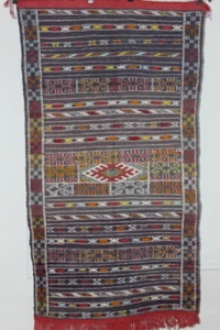 Vintage Moroccan Middle Atlas Berber Flatweave Kilim Rug - Handmade ~53" x 30" - Picture 1 of 1