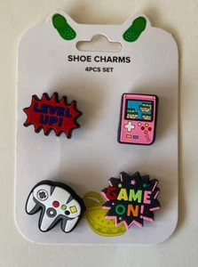 Croc Shoe Gamer Nintendo Game Boy Sega Jibbitz Charms Lot of 4 New - Picture 1 of 2