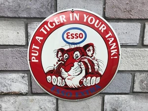 Esso Tiger Emailschild Garage Schild Barschild Männerhöhle - Bild 1 von 4
