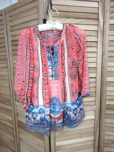 Daniel Rainn Orange/Blue Sheer Roll Tab Top w/Adjustable Tank SZ M NWT - Picture 1 of 15