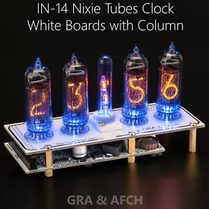 Nixie Tubes Clock IN-14 with Column and Sockets 12/24H 4 Tubes WHITE BOARDS - Picture 1 of 12