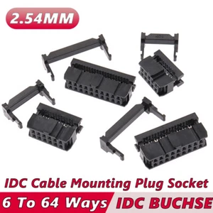 IDC Cable Mounting Plug Socket Connector 2.54mm Pitch Ribbon Cable 6 to 64 Ways - Picture 1 of 21