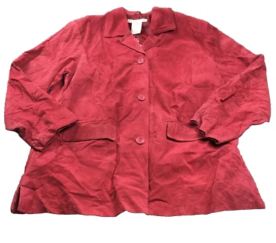 Jaqueta feminina Jessica Holbrook tamanho G vermelha com botões manga longa colarinho entalhado nova com etiquetas - Imagem 1 de 4